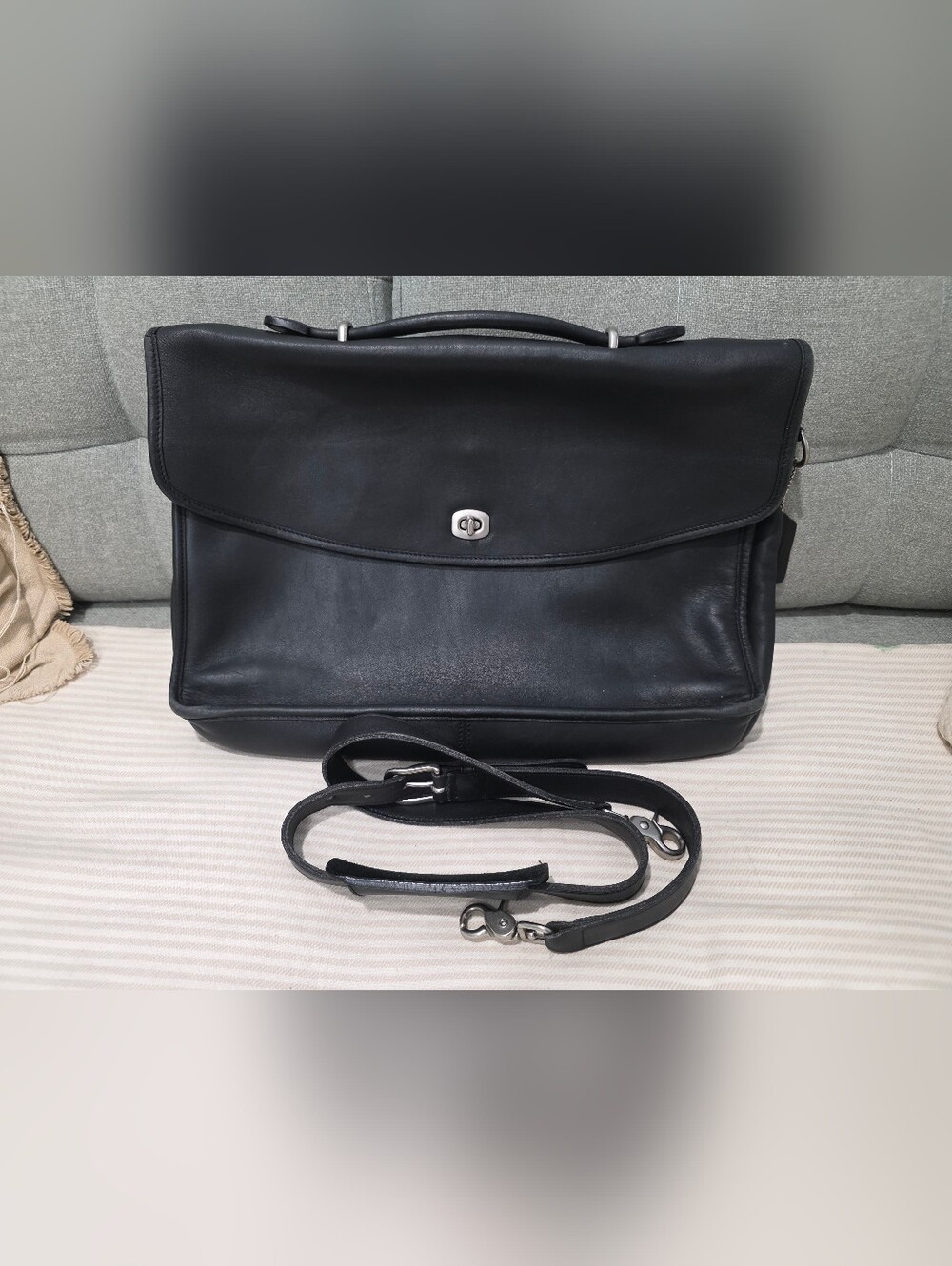 Coach Vintage "Lexington" Black Leather Briefcase (1997) - Gorgeous